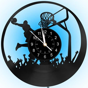 BOVIZIPY Basketball Sports Vinyl Record LED Wall Clock