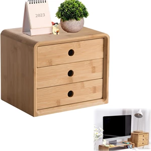 iKeoat Bamboo Desk Organizer with 3 Drawers