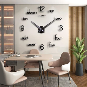 DIY 3D Wall Clock Large Frameless Art Deco