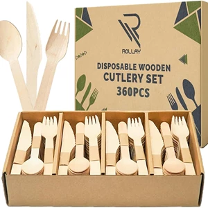 Rollay Biodegradable Wooden Cutlery Set