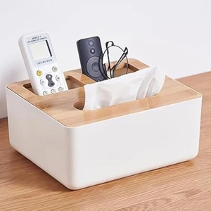 BEROZA Bamboo Desktop Tissue Box Cover