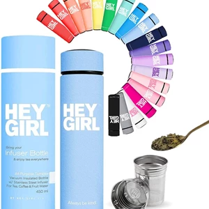 Hey Girl Tea Infuser Bottle 450ml - Insulated Water Bottle