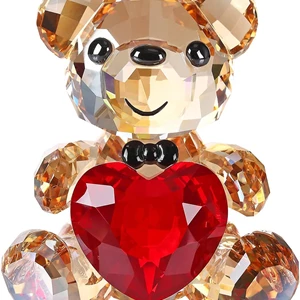 DOJOZ Crystal Teddy Bear Figurine with Red Heart