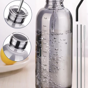 NiHome Glass Water Bottle 25oz/750ml - Smoky Gray