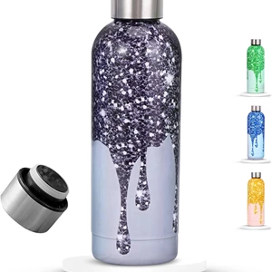 BuyOn Stainless Steel Double Wall Insulated Water Bottle - SPARKLE BLACK, 500ML