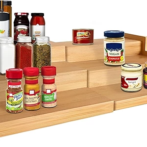 Beauenty Spice Rack 3 Tier Bamboo Expandable Shelf