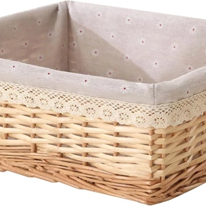 Handwoven Willow Storage Basket with Removable Cotton Liner