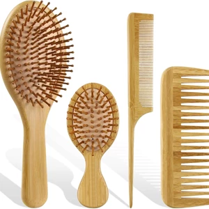 MRD 4 Pcs Bamboo Hair Brush Comb Set