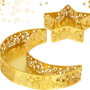 QILICHZ Moon Star Ramadan Gold Serving Trays