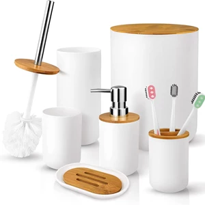 Mimelon® 6-pcs Bamboo Bathroom Accessory Set