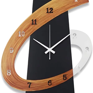 Modern Large Decorative Wall Clock, 20 inch Black Silent Nordic