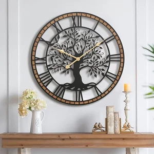 Micasso Silent Large 24-Inch Tree of Life Wall Clock