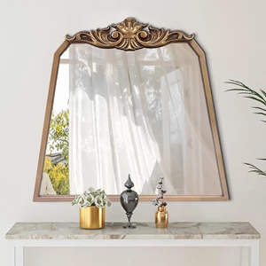 POZINO Gold Arch Mirror, 30"x35" Antique Mirror