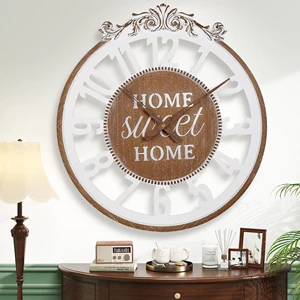 Anmotpe 24-inch Rustic Wooden Wall Clock