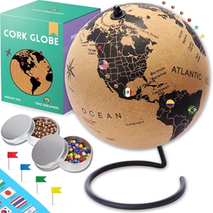 Cork Globe Medium 9.4" | World Travel Map with Push Pins