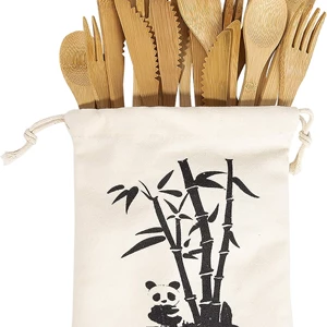 PFCTRJR Bamboo Cutlery Set - 30 PCS Reusable Bamboo Utensil