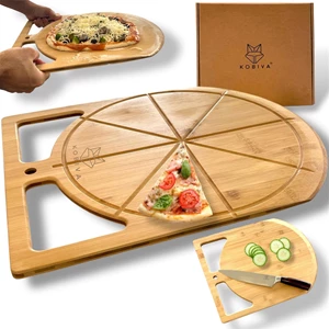 Kobiva 2-in-1 Wooden Pizza Peel & Bamboo Cutting Board