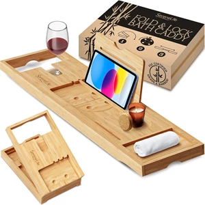 SereneLife Bamboo Bath Caddy
