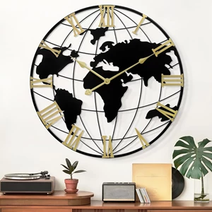 LEIKE Large World Map Modern Wall Clock