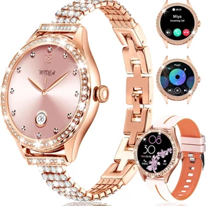 Diamond-Enhanced Smartwatch with Silicone Bracelet