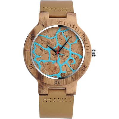 Unendlich U Men's Original Wooden Watch with Full Leather Strap