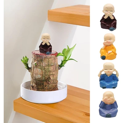 Brazilian Lucky Wood Baby Buddha Statues 4PCS