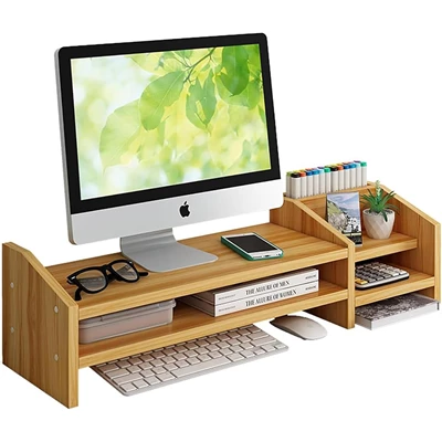 ANTOLE Bamboo 2-Tier Monitor Stand Riser