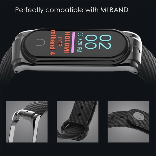 Silicone Carbon Fiber Watch Strap for Mi Band 6/5/4