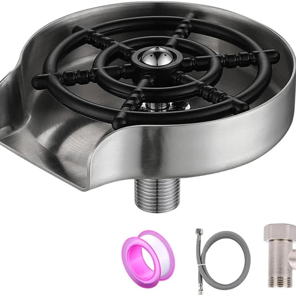 Jioko Stainless Steel Glass Rinser for Kitchen Sinks