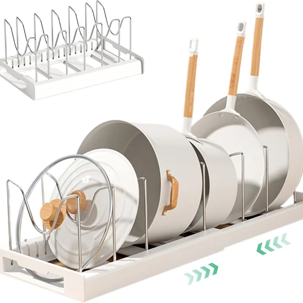Expandable Under Cabinet Pot Rack Organizer by KASTWAVE