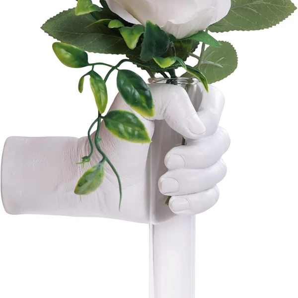 Wall Mounted Hands Vase - White Hand Sculpture