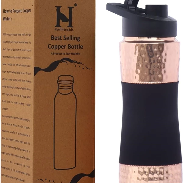 Pure Copper Water Bottle with Sipper, 900 ml