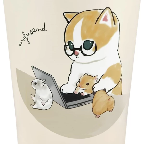 Mofusand 2-Way Vacuum Tumbler, Stainless Steel with Cute Cat Design