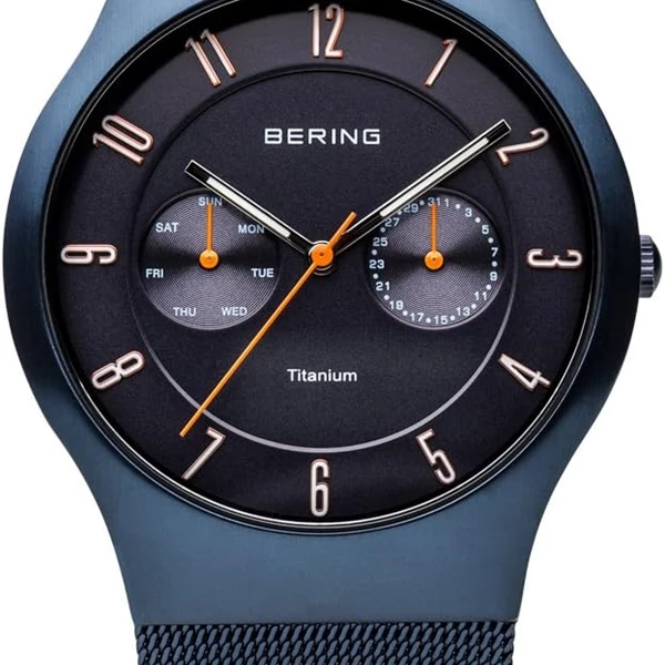 BERING Men Analog Quartz Titanium Collection Watch with Stainless Steel Strap & Sapphire Crystal
