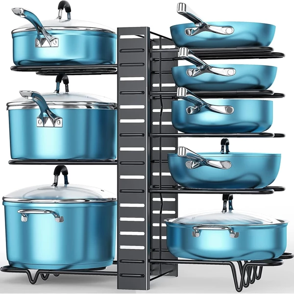 ORDORA Pots and Pans Organizer, 8 Tier Adjustable Rack