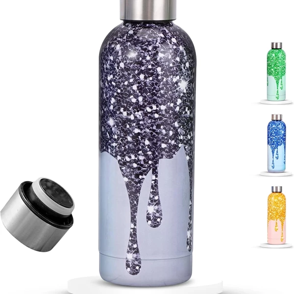 BuyOn Stainless Steel Double Wall Insulated Water Bottle - SPARKLE BLACK, 500ML