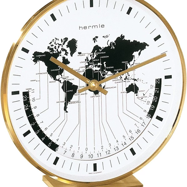 Hermle Table Clock, Brass, Gold