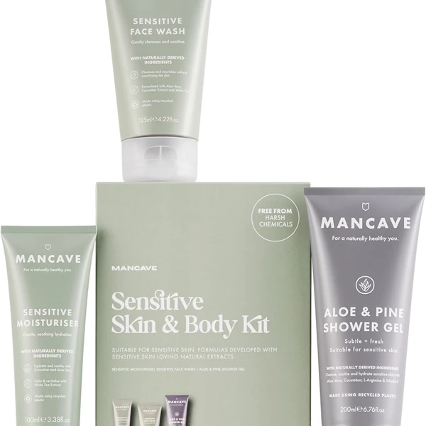 Mancave Sensitive Skin and Body Kit Gift Set for Men