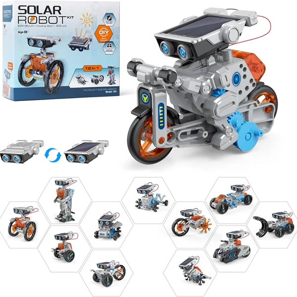 Perkisboby 12-in-1 Rechargeable Solar Robot Kit