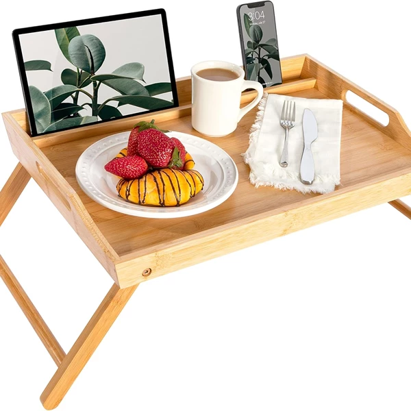 Rossie Home Bamboo Bed Tray with Phone Holder