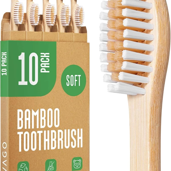 VIVAGO Biodegradable Bamboo Toothbrushes 10 Pack