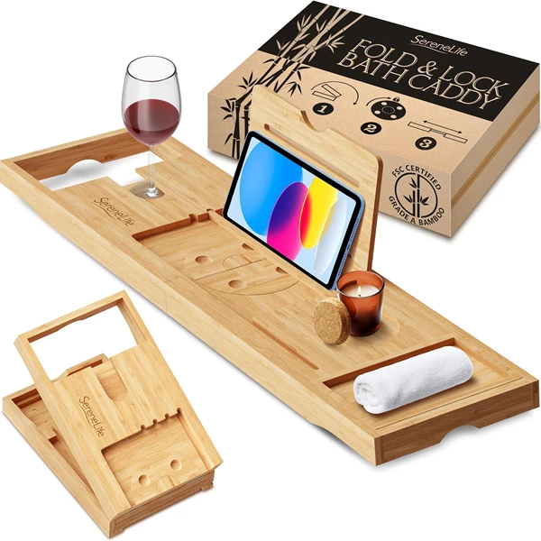 SereneLife Bamboo Bath Caddy