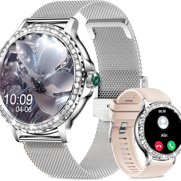 Efolen Smart Watches for Women with Diamonds, 1.3'' Bluetooth Smartwatch
