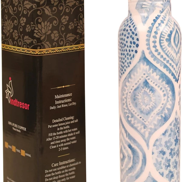 INDTRESOR Pure Copper Water Bottle - Sky Blue