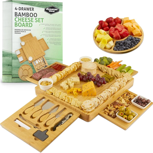 Dynamic Gear Cheese Charcuterie Board 4-Drawer Gift Set